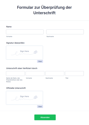 Formular Zur Überprüfung Der Unterschrift