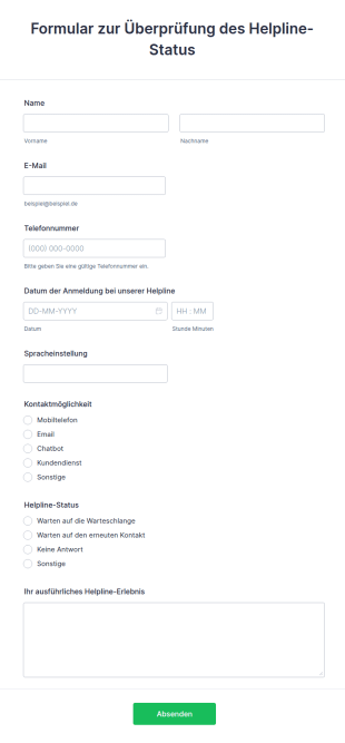 Formular Zur Überprüfung Des Helpline Status