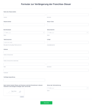 Formular Zur Verlängerung Der Franchise Steuer