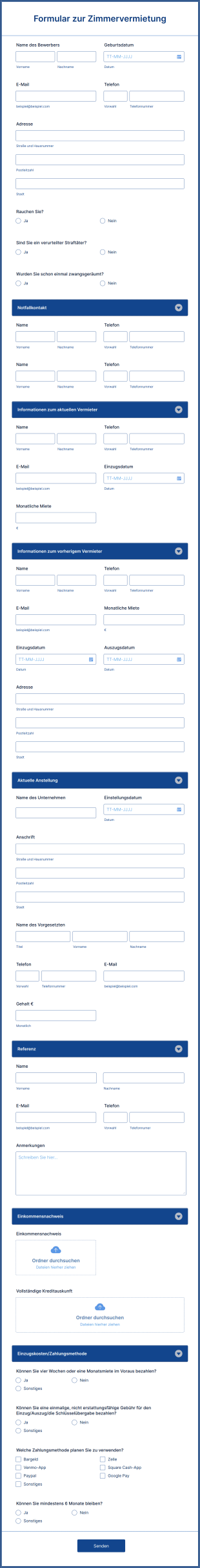 Formular Zur Zimmervermietung Form Template