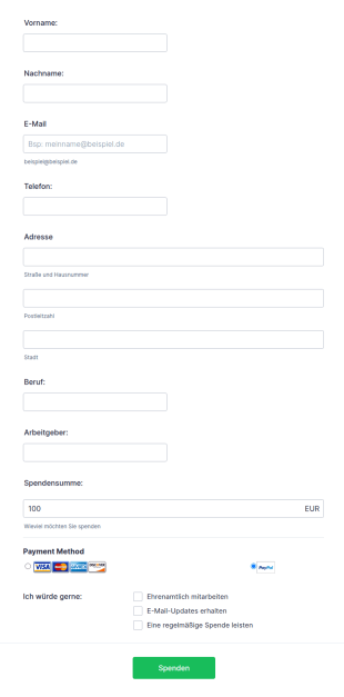 Formulargenerator | Spendenformular