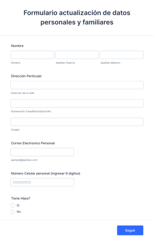 Formulario Actualización De Datos Personales Y Familiares Form Template