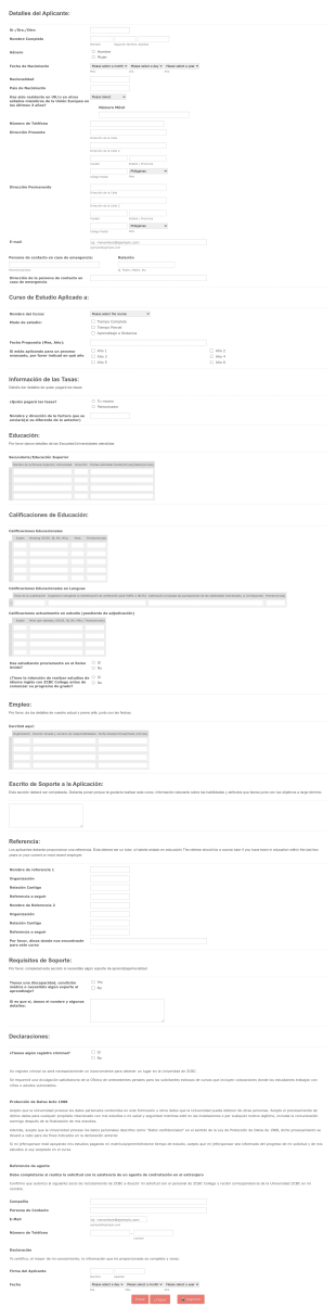 Formulario Aplicación Académica