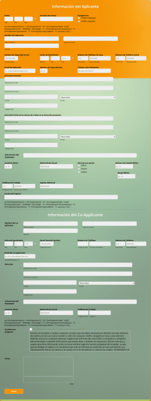 Formulario Aplicación Financiera