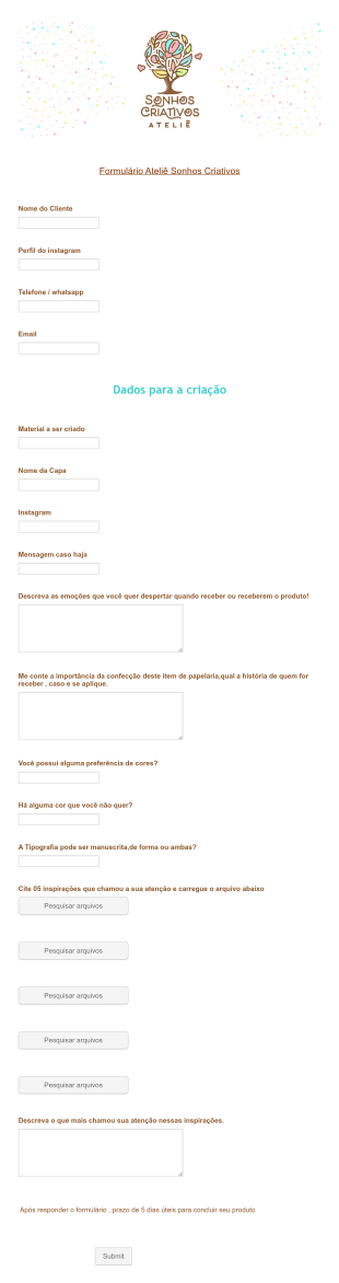Formulario Atelie Sonhos Criativos