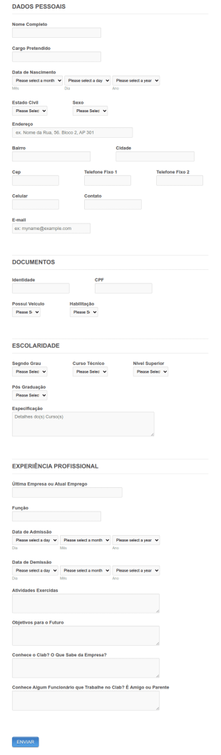 Formulário CAB