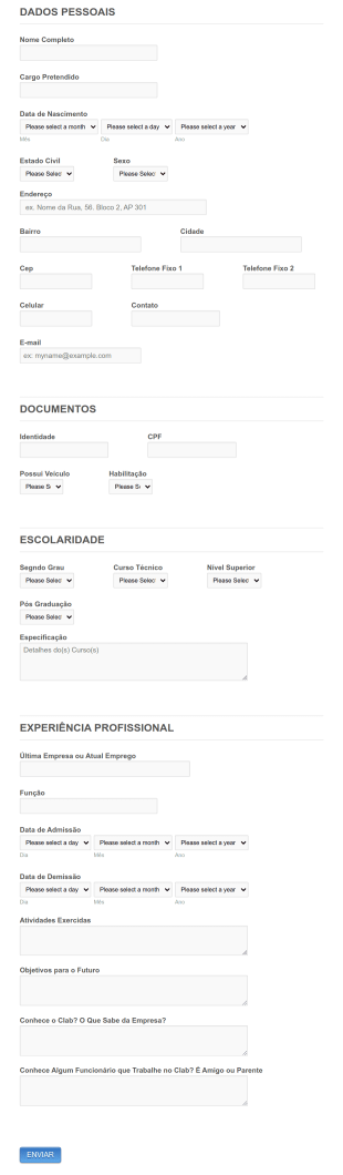 Formulário CAB Form Template