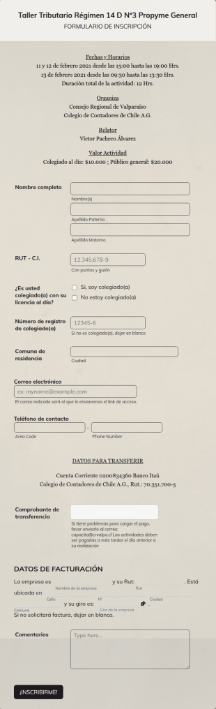 Formulario Capacitación