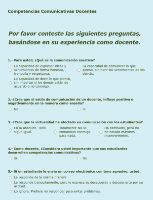 Formulario Comunicación Asertiva Para Docentes