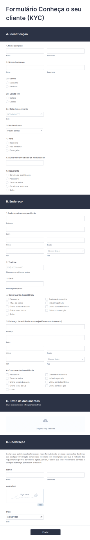 Formulário Conheça O Seu Cliente (KYC)