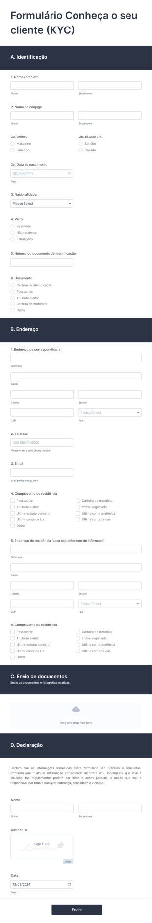 Formulário Conheça O Seu Cliente (KYC)