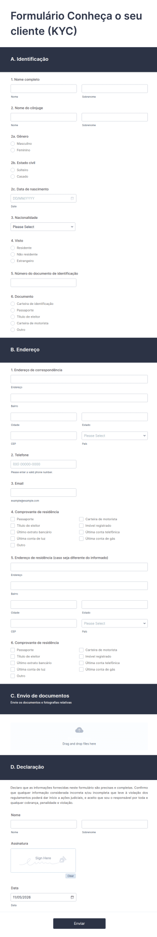 Formulário Conheça O Seu Cliente (KYC)