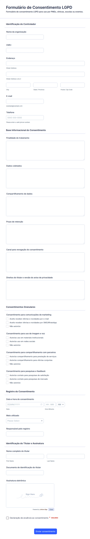 Formulário Consentimento LGPD