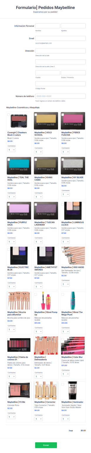 Formulario | Cosmeticos