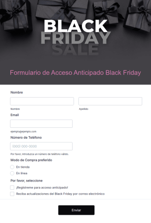 Formulario De Acceso Anticipado Black Friday