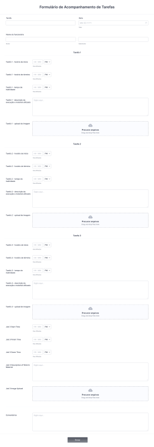 Formulário De Acompanhamento De Tarefas Form Template