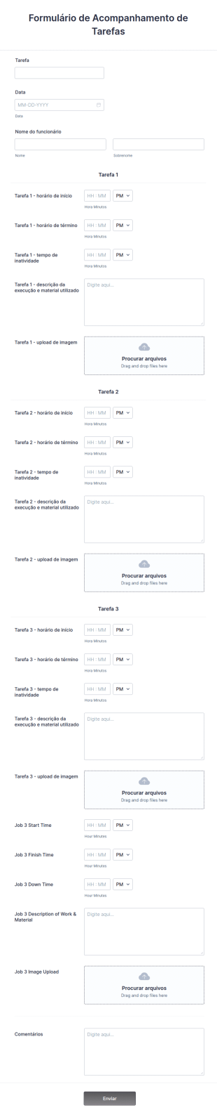 Formulário De Acompanhamento De Tarefas