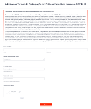 Formulário De Adesão Aos Termos De Participação Em Práticas Esportivas Durante A COVID 19 Form Template