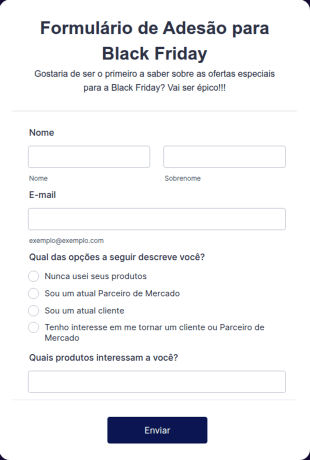 Formulário De Adesão Para Black Friday