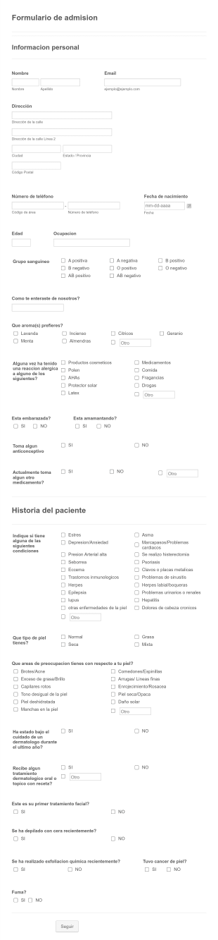 Formulario De Admision Form Template