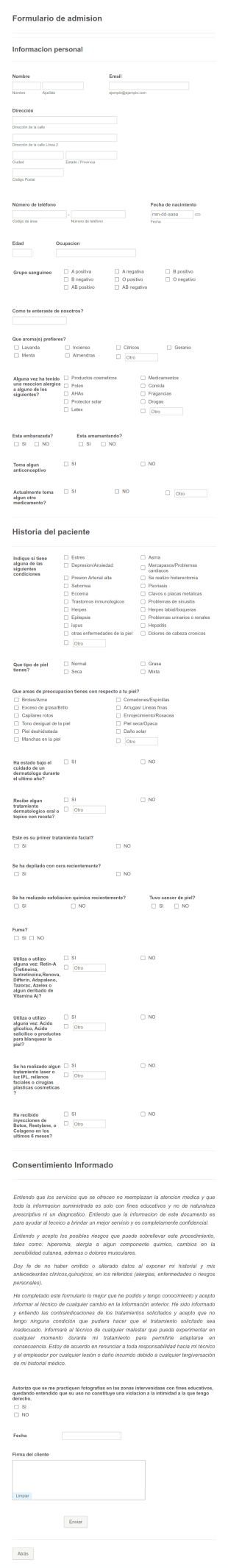 Formulario De Admision Form Template