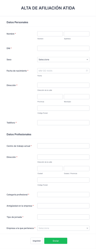 Formulario De Afiliación