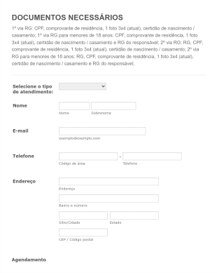 Formulário De Agendamento Com O Departamento De Identificação Civil RG