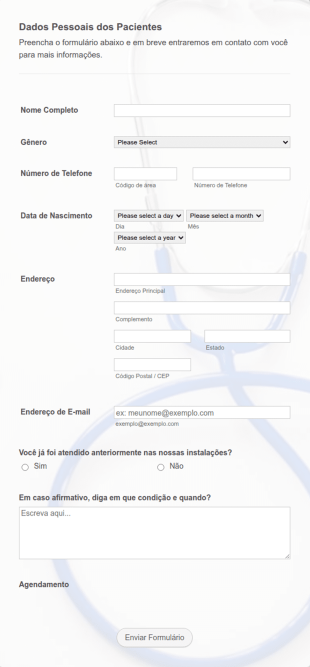 Formulário De Agendamento De Consulta Médica Online