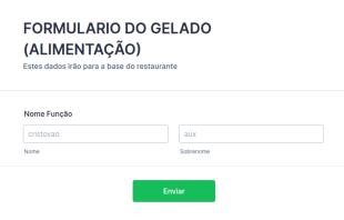 Formulário De Alimentação Setor GELADO