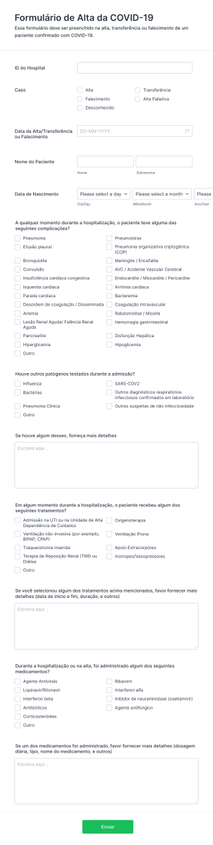 Formulário De Alta Da COVID 19 Form Template
