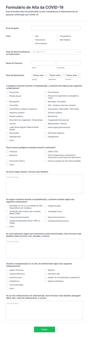 Formulário De Alta Da COVID 19