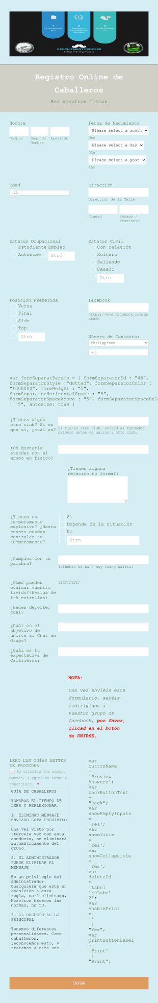 Formulario De Aplicación A Comunidad Online