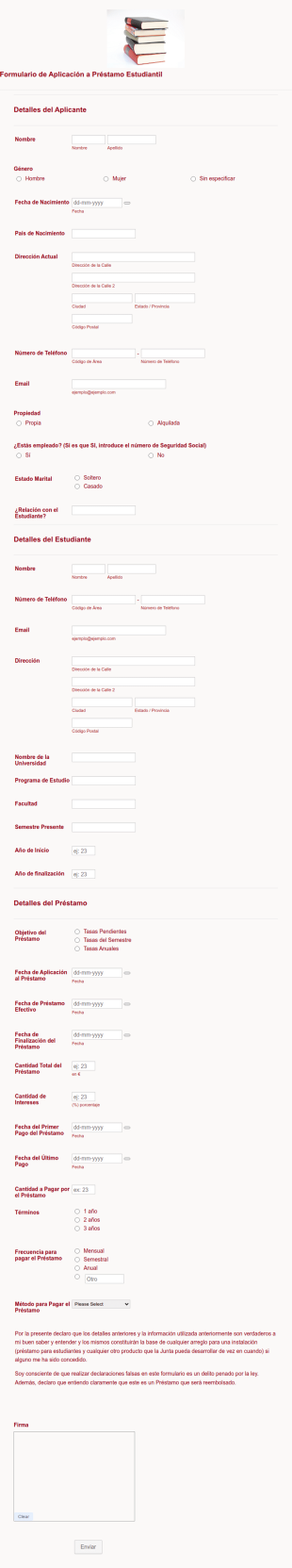 Formulario De Aplicación A Préstamo Estudiantil