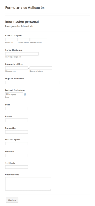 Formulario De Aplicación Form Template