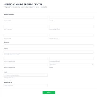 Formulario De Aseguranza Baja Dentist