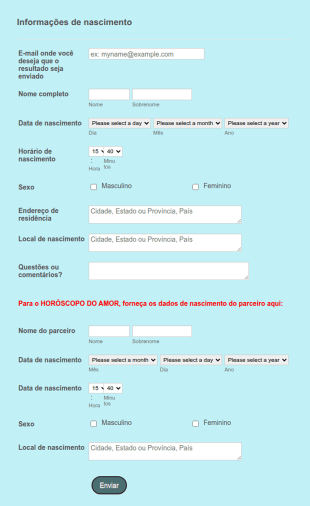 Formulário De Astrologiahoróscopo