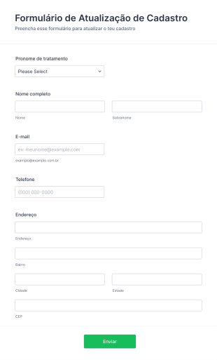 Formulário De Atualização De Cadastro Form Template