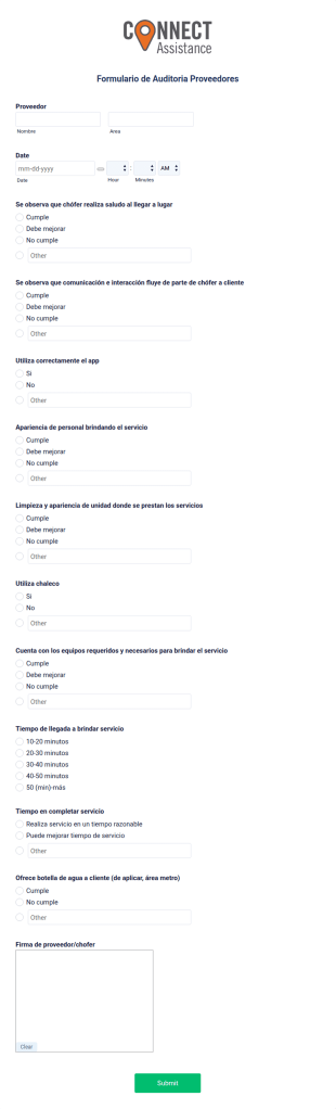 Formulario De Auditoría Proveedores