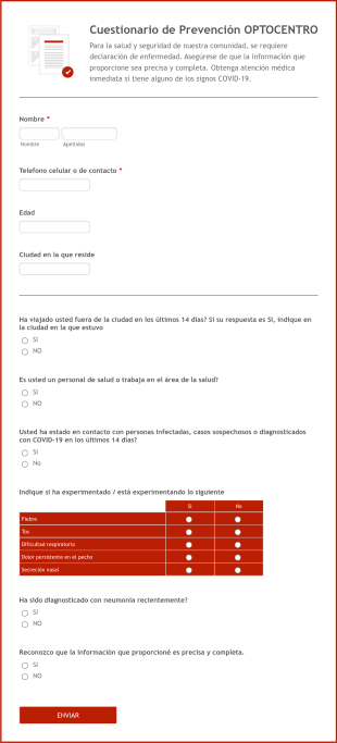 Formulario De Autodeclaración De Coronavirus Form Template