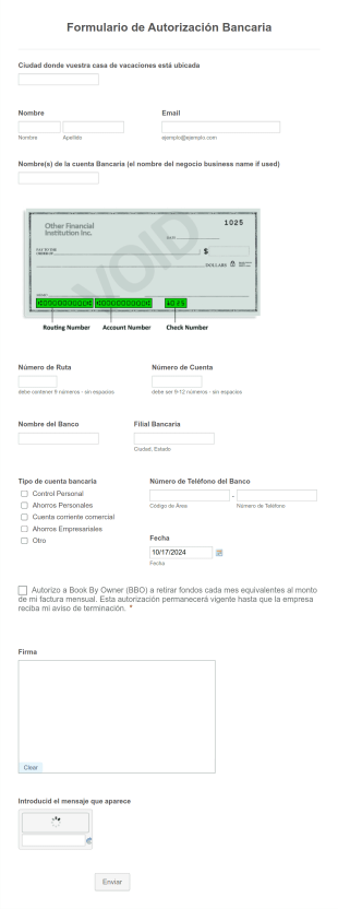 Formulario De Autorización Bancaria Form Template