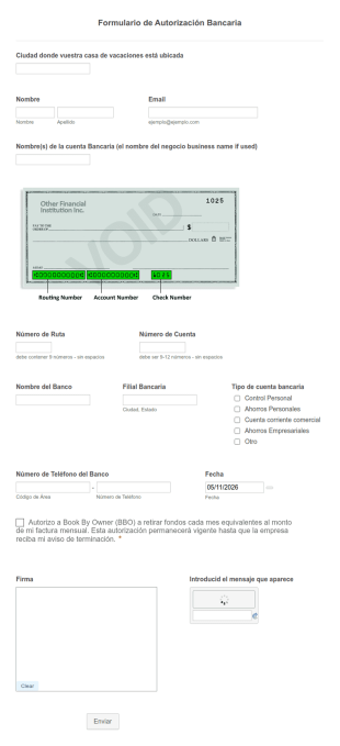 Formulario De Autorización Bancaria