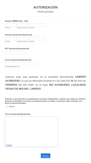 Formulario De Autorización De Publicación De Fotografías Y Videos En Redes