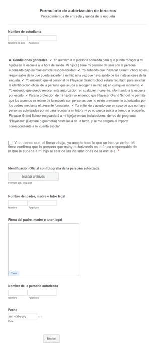 Formulario De Autorización De Terceros