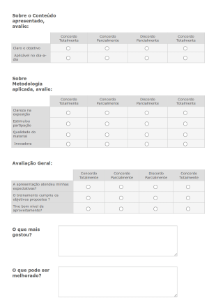 Formulário De Avaliação De Curso/Treinamento Form Template