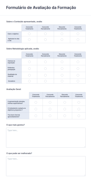Formulário De Avaliação De Formação