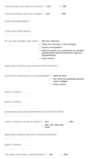 Formulário De Avaliação Do Programa De Acolhimento De Pessoas