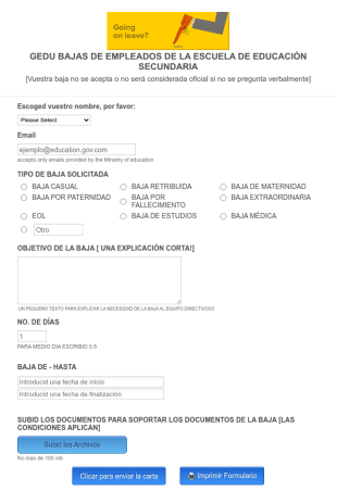 Formulario De Baja Del Personal Escolar