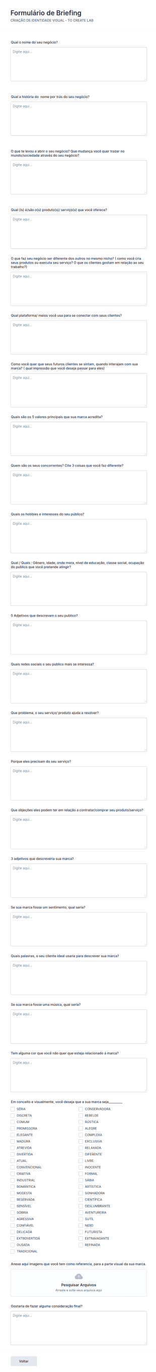 Formulário De Briefing
