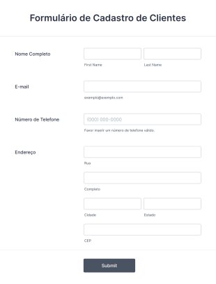 Formulário De Cadastro De Clientes Form Template