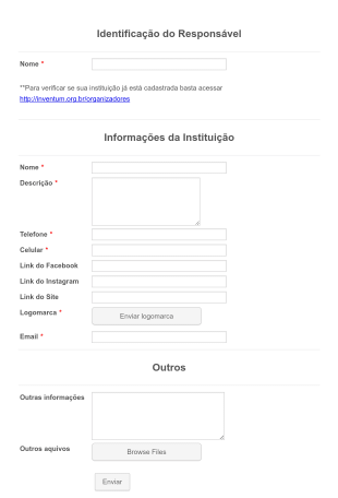 Formulário De Cadastro De Instituição Em Evento